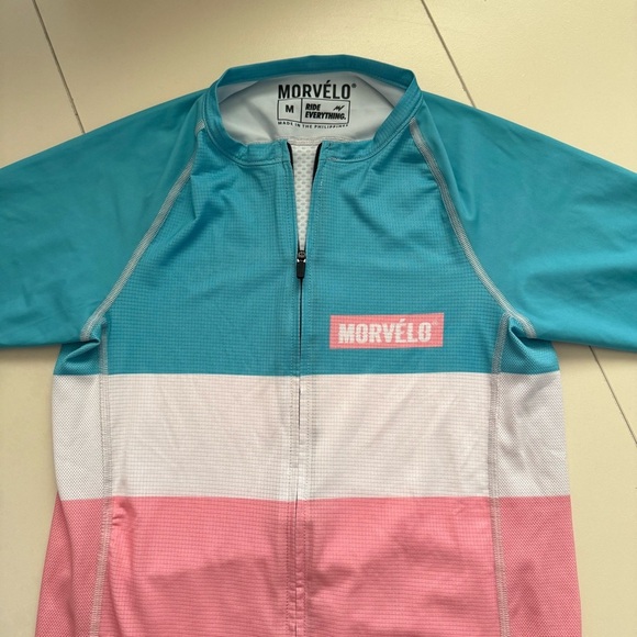Morvelo Women’s Cycling Jersey Shirt Blue Pink White Short Sleeve M - Picture 2 of 4